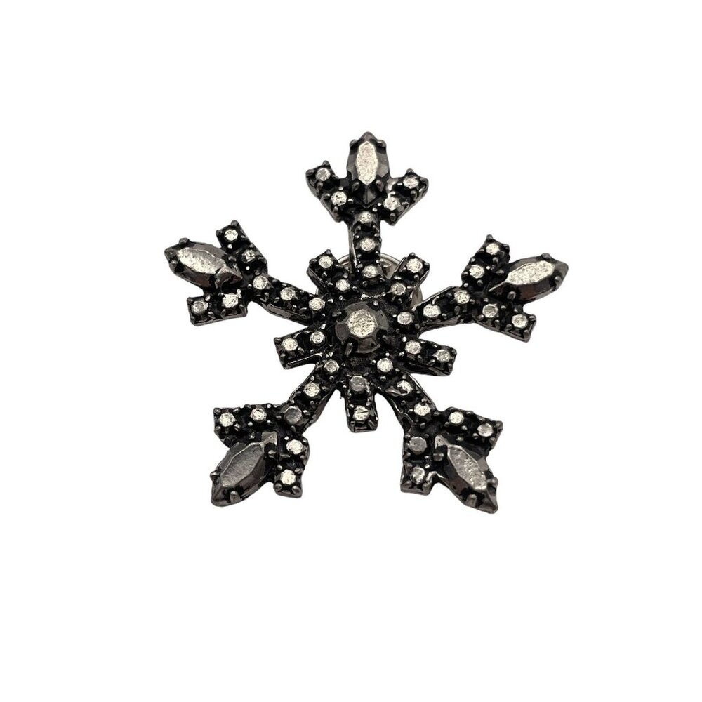 SNOWFLAKE Starburst Pin Brooch JP-190 Seagull Signed Pewter‎ Silver Tone Modern